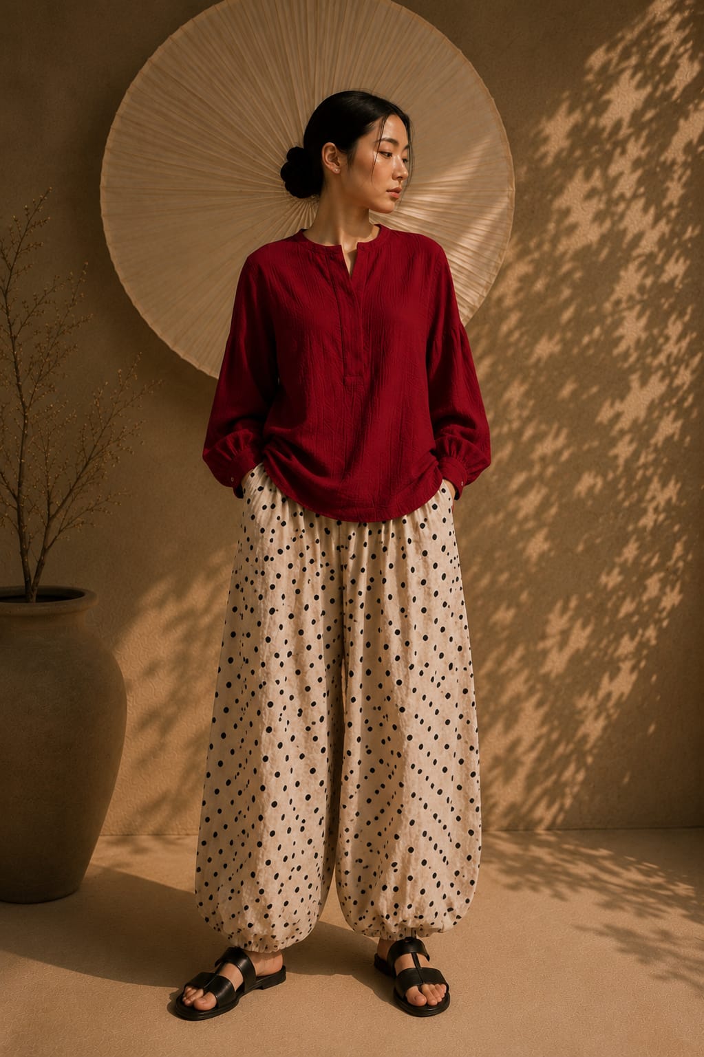 HARU Cotton Top - Crimson Red