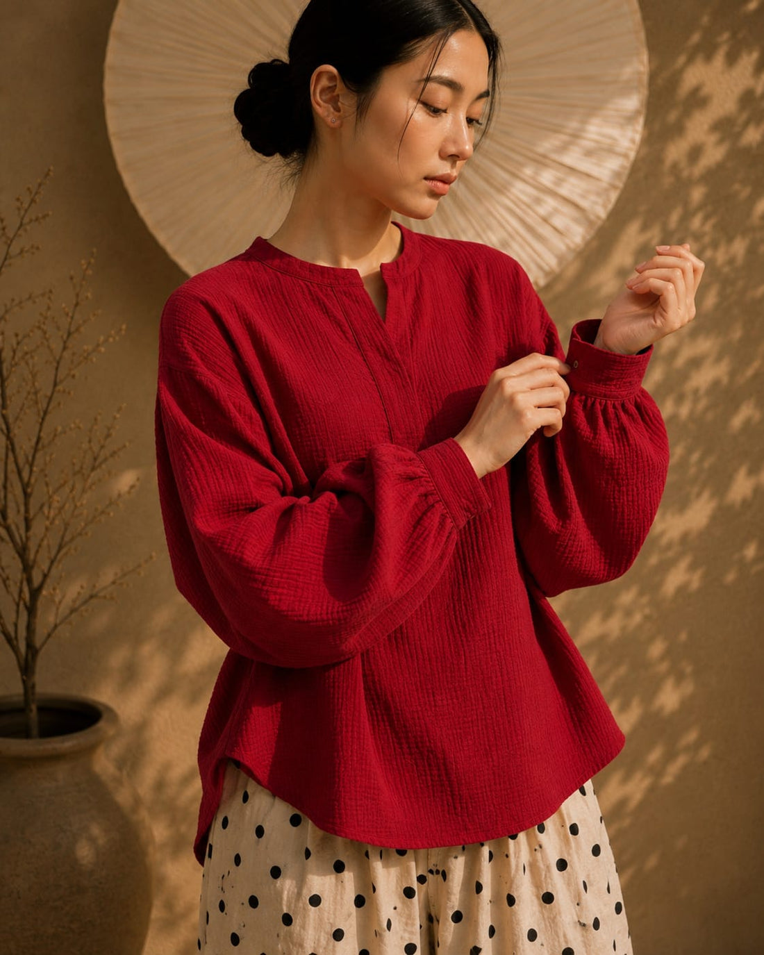 HARU Cotton Top - Crimson Red