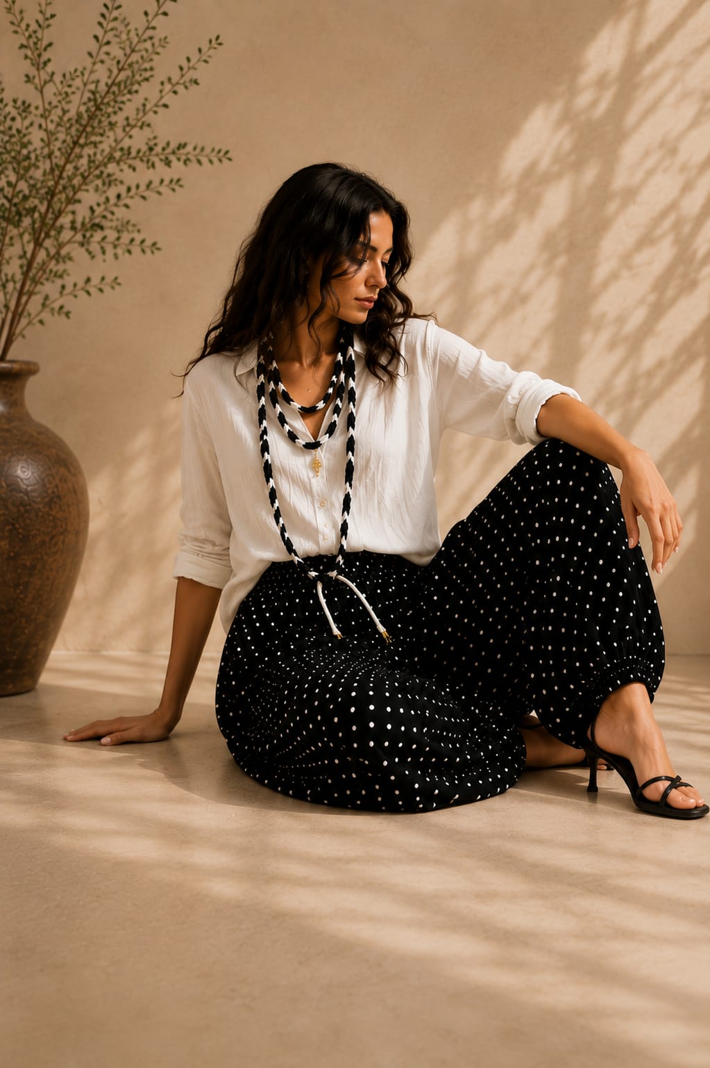 TAMA Balloon Pants — Black Polka Dot