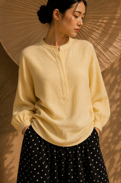 HARU Cotton Blouse - Butter Yellow