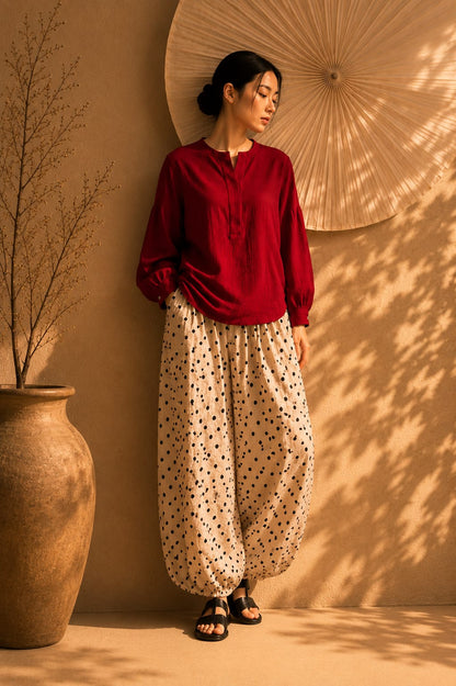 HARU Cotton Top - Crimson Red