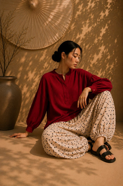 HARU Cotton Top - Crimson Red