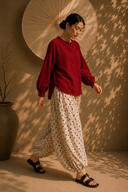 HARU Cotton Top - Crimson Red