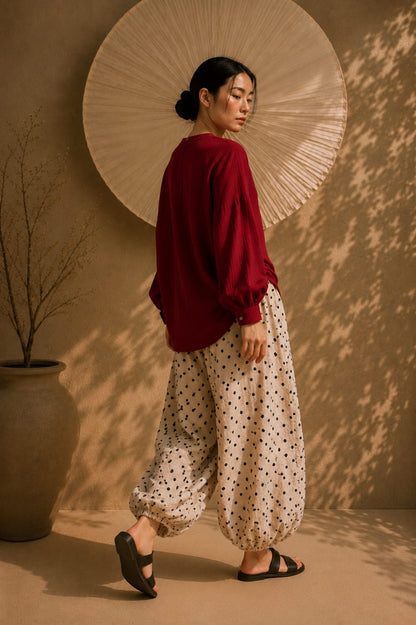 HARU Cotton Top - Crimson Red