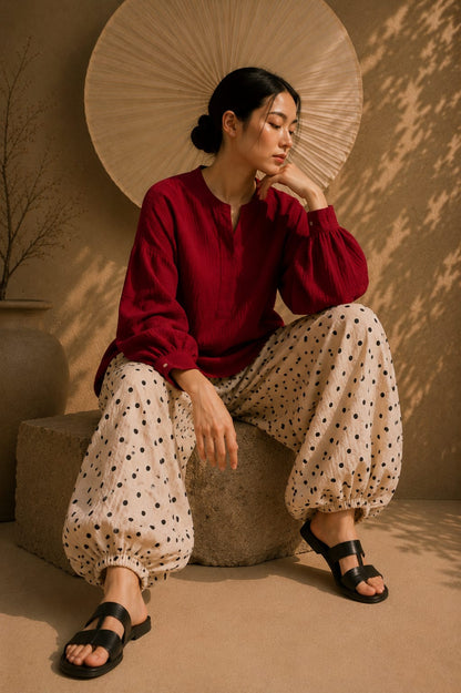 HARU Cotton Top - Crimson Red