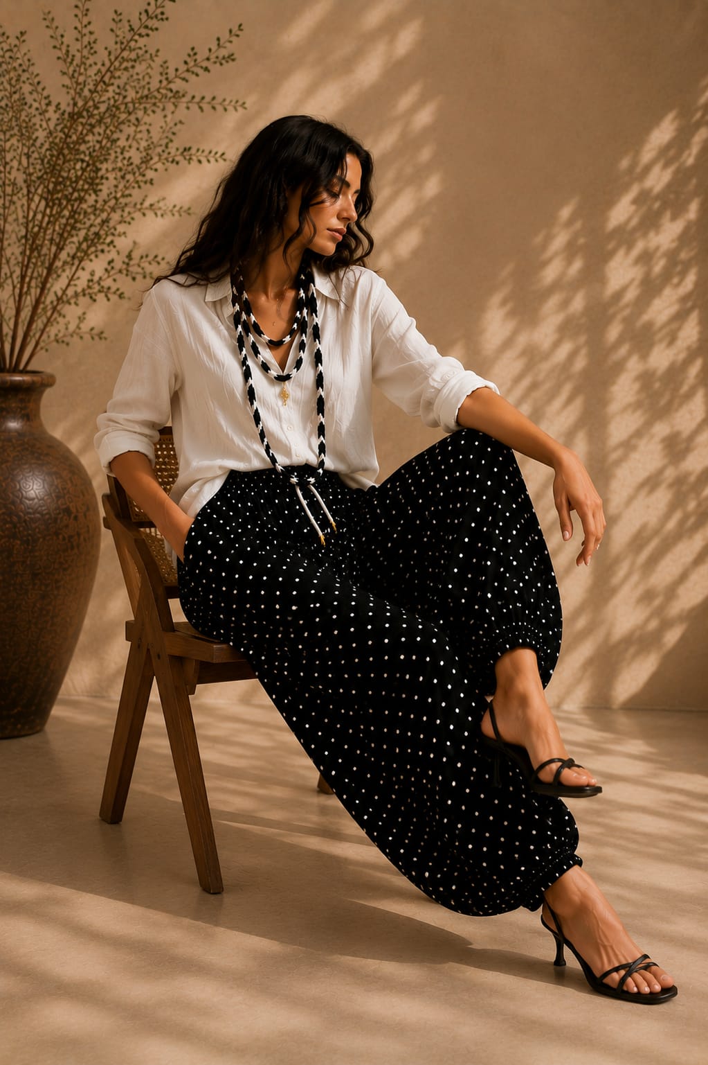 TAMA Balloon Pants — Black Polka Dot